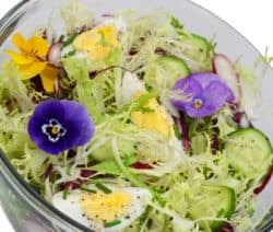 Salat mit essbaren Blüten